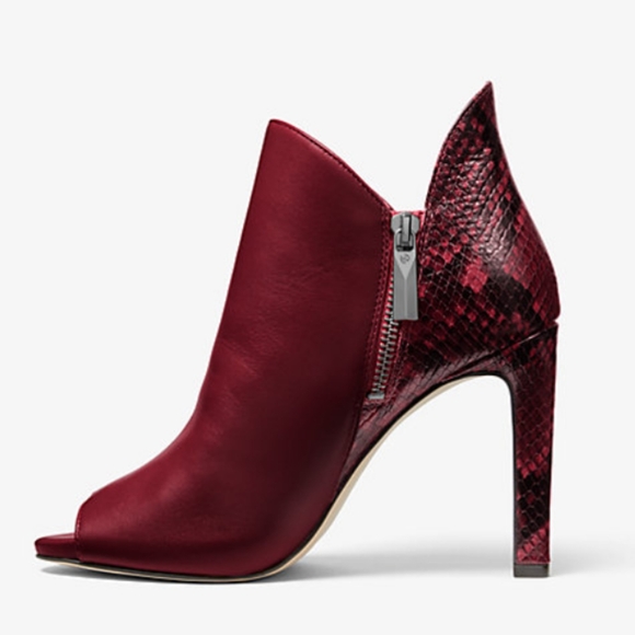🆕Michael Kors Alane Leather & Python Snake Embossed Open Toe Bootie Size 7 - Picture 2 of 9